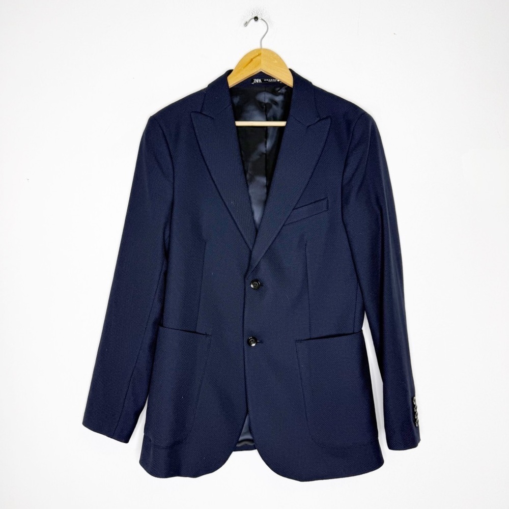 Zara Men’s Navy Textured Blazer Jacket New With Tags Size 38